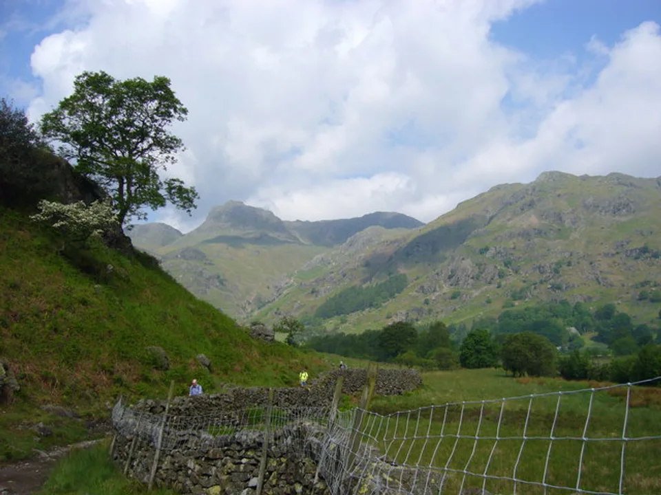 Great Langdale and Harrison Stickle seen from the Cumbria Way in the Lake District